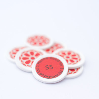 Red "$5" Henna Tokens