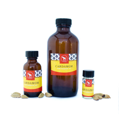 Cardamom essential oil in various sizes