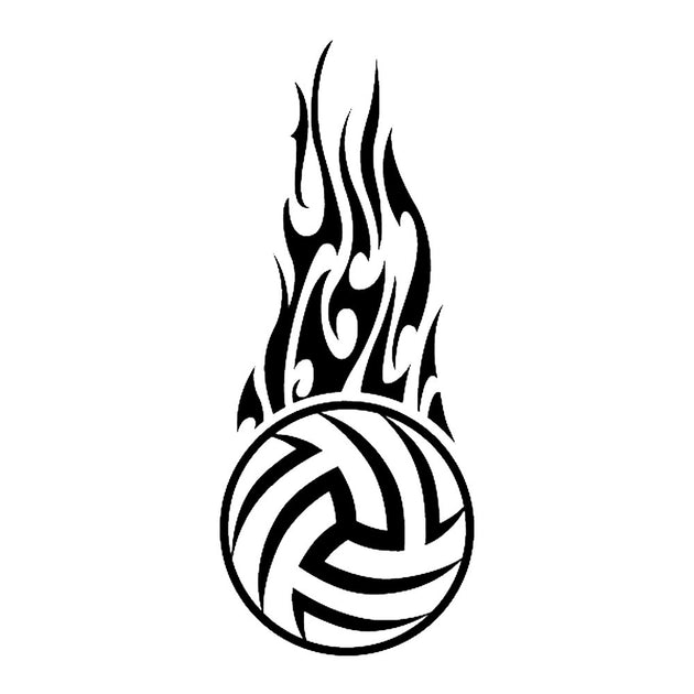 Volleyball Flames, large | Glitter Tattoo Stencil – Henna Caravan